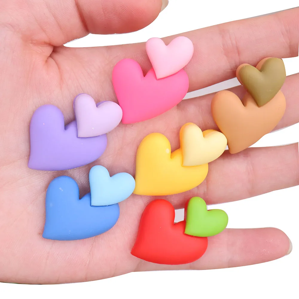 Single Sale 1pcs Resin Kawaii Colorful Heart Shoe Charms Hole Shoes Ornaments for Bands Accessories For Clogs Pin Kid Party Gift