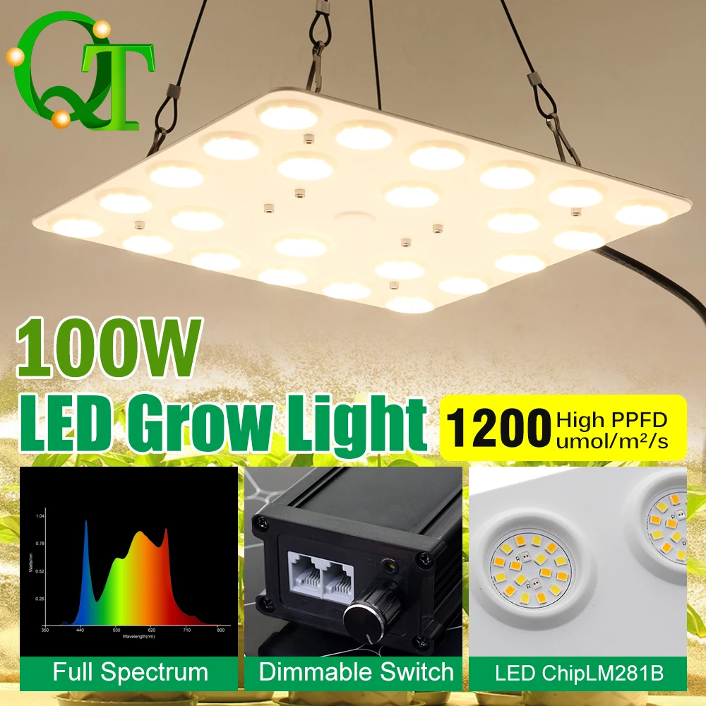 

100W Full Spectrum Growth Lamp High PPHD Adjustable Brightness Aluminum Plant Lamp Suitable for Indoor Greenhouse Tent