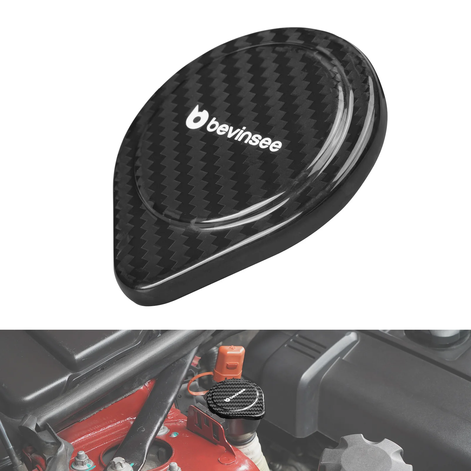 

BEVINSEE Carbon Fiber Wiper Washer Fluid Reservoir Cap For BMW E90 E91 E92 E93 E81 E82 E87 E88 X1 E84 Replaces 61667264145
