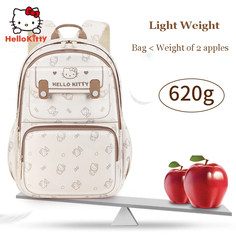 Miniso Hello Kitty Girls Waterproof Schoolbag Children Lightweight Backpack Pupil Grade 3-6 Shcool Book Bag student Leisure Gift