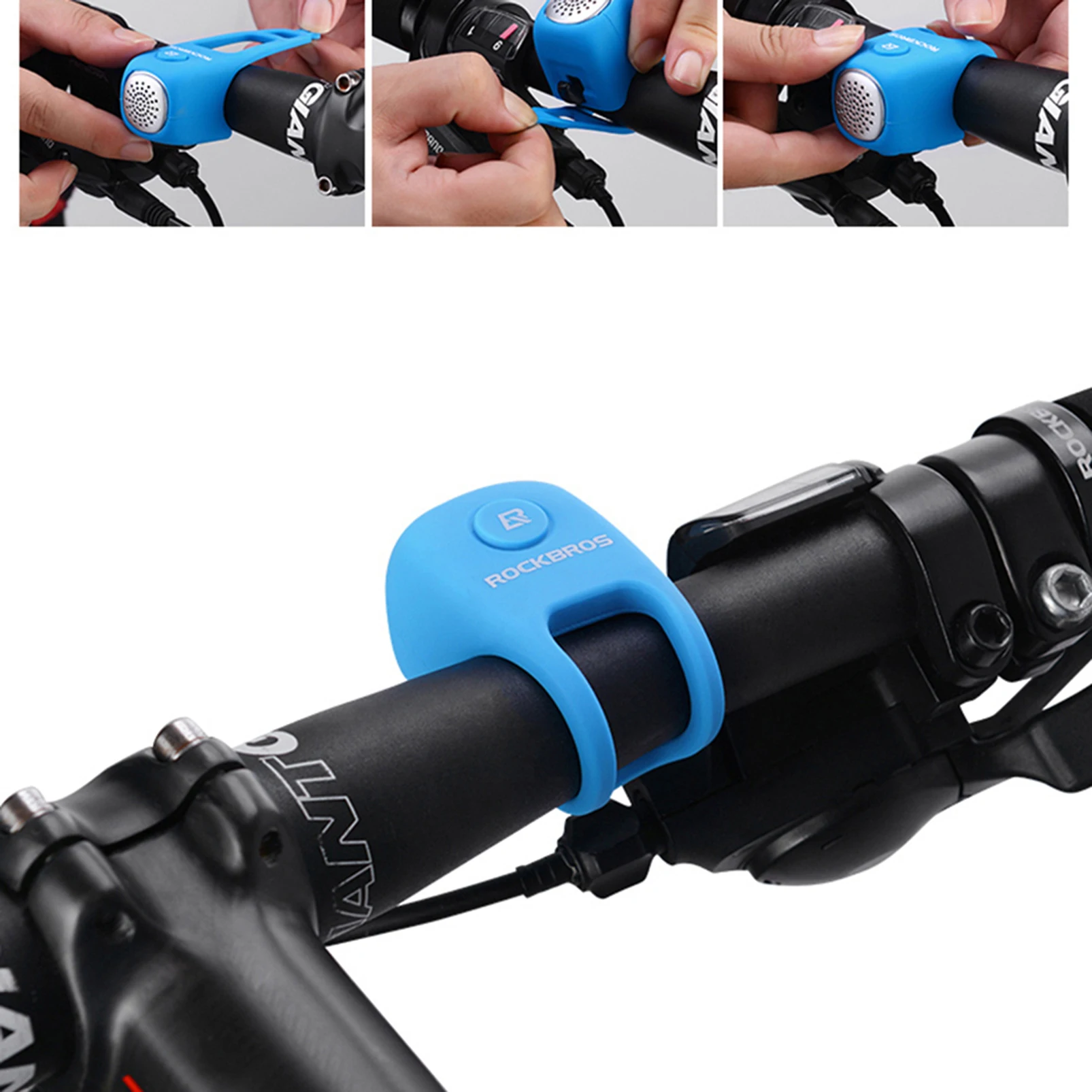 ROCKBROS Electric Cycle Bells Horn Rainproof MTB Bicycle Handlebar Bell Silica gel Shell Ring Saving Bell Bicycle Accessory