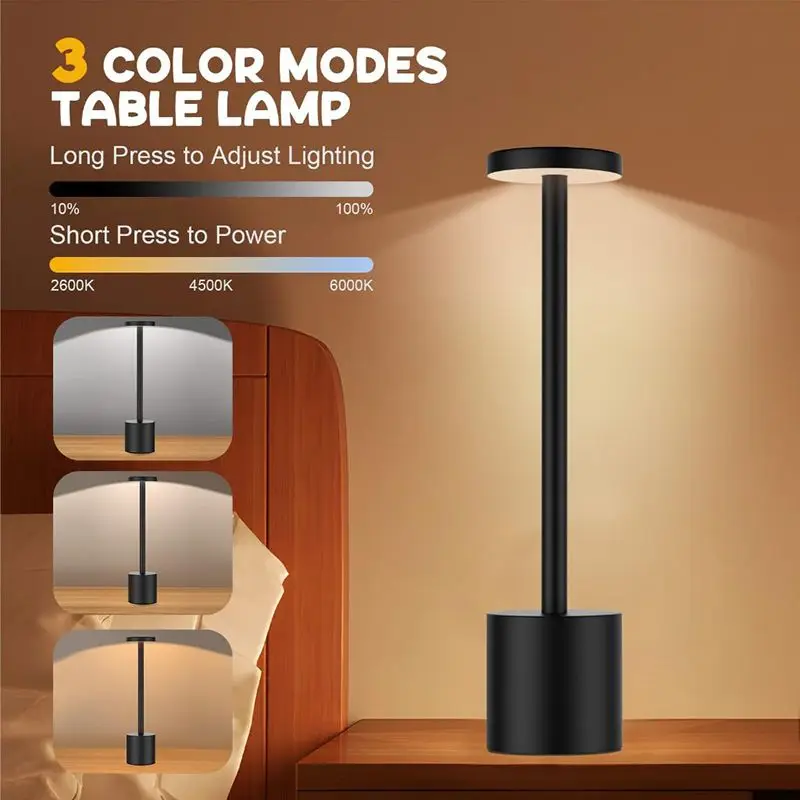 

Classic Table Lamp USB Rechargeable Night Light Stepless Dimming Touch Desk Lamp 3 Colors Bedside Lamp Bar Hotel Decoration