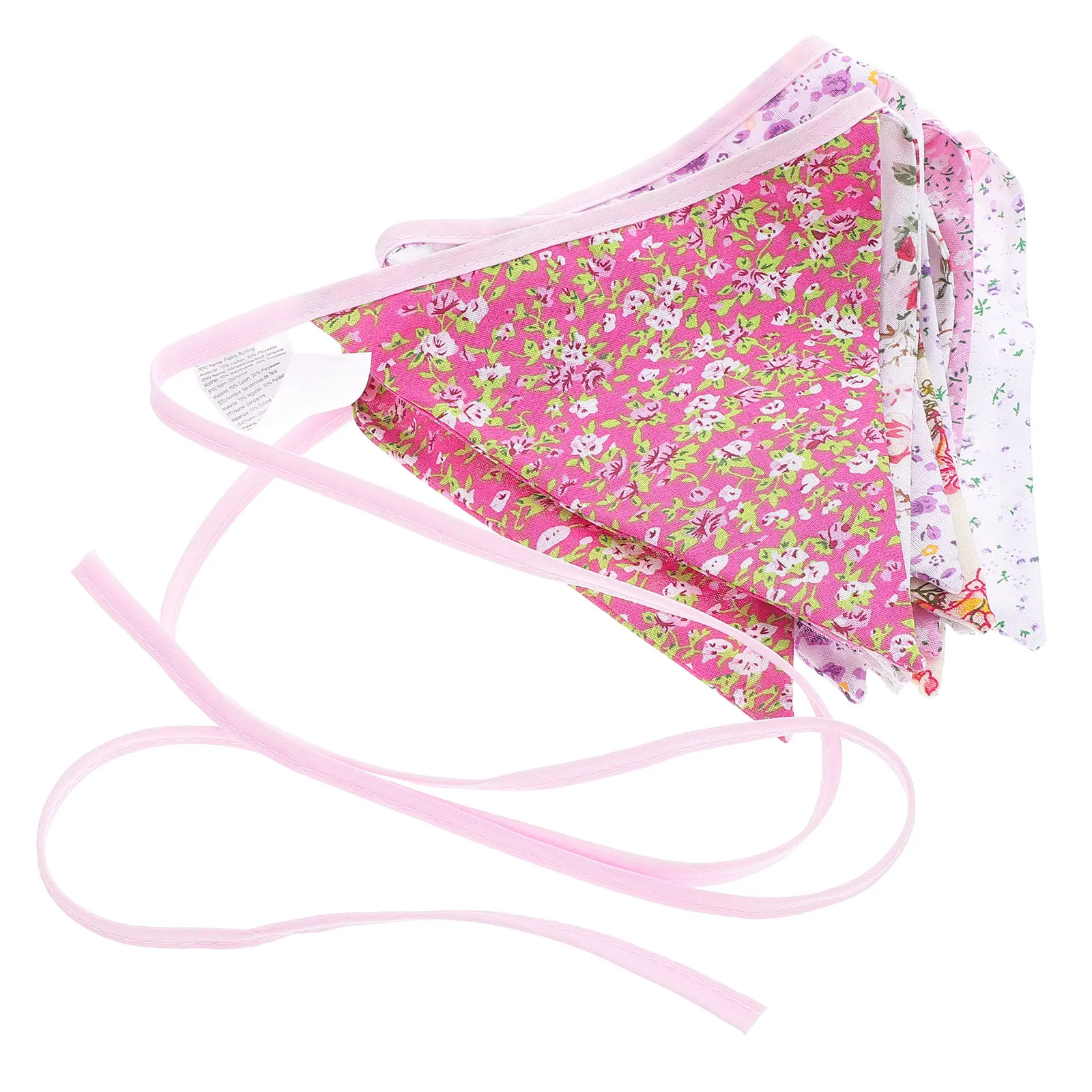 

Floral Pink Pastoral Triangle Bunting Banner Cotton Flags Decorations for Birthday Wedding Party Girl Celebrations
