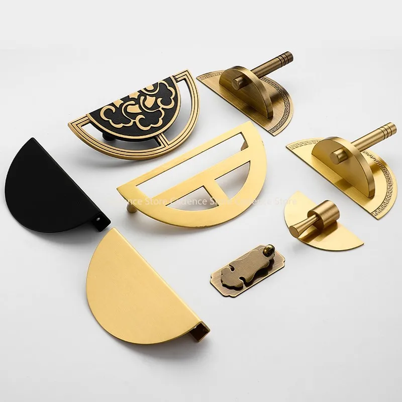 

Латунная круглая полукруглая дверная ручка шкафа, ручка для ящика стола, современные ручки, мебельная фурнитура, кухонные аксессуары