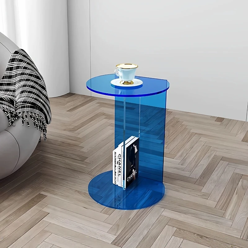 

Acrylic Round Side Table, INS Style Clear Coffee Table for Room, Minimalist Nightstand for Bedroom, High Aesthetic Storage Rack