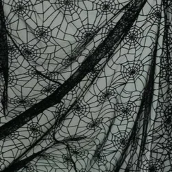 1M*1.5M Black Color Spider Web Print Strechy Flocking Mesh Fabric Net Velvet Fabrics for DIY Sewing Clothing Christmas Decor