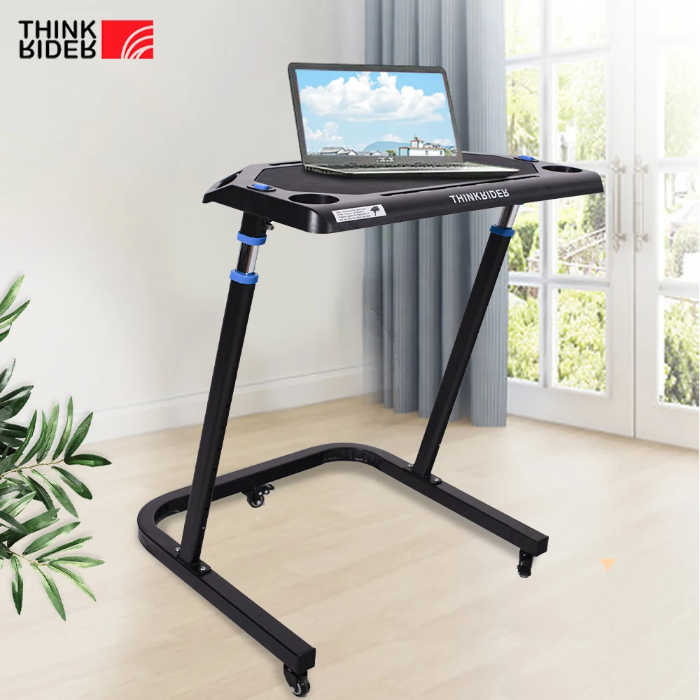 ThinkRider Indoor Cycling Desk - Adjustable Height Bike Deak Laptop Stand Non-Slip Surface - Portable Bike Trainer Fitness Desk