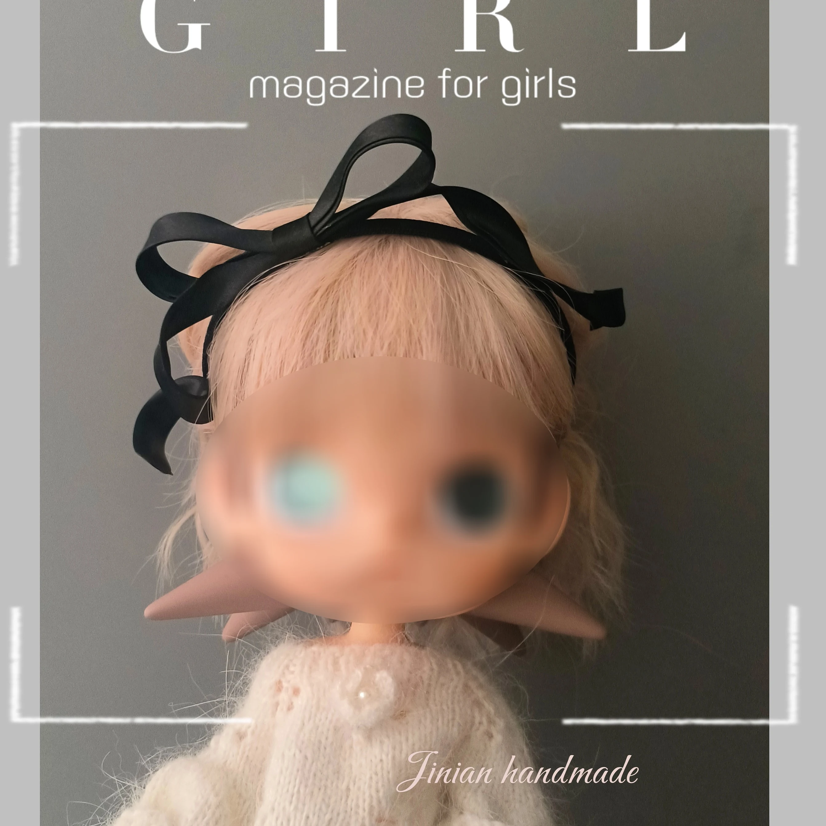 ICY ブライス人形帽子アクセサリー黒クラシック三次元弓ヘアバンド 19 関節用 OB24 ブライスフランス頭飾り