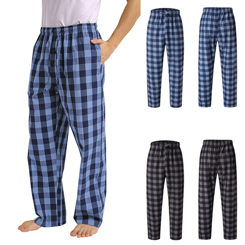 

Man Pants Checked Lounge Home-Wear Workwear Baggy Pajamas Luxury Joggers Gym Trousers Summer Big-Size Straight Y2k Pantalones