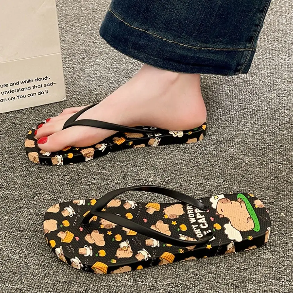 

Универсальные шлепанцы с капибарой из ПВХ, милые тапочки на мягкой подошве для женщин, нескользящие шлепанцы, домашние сандалии