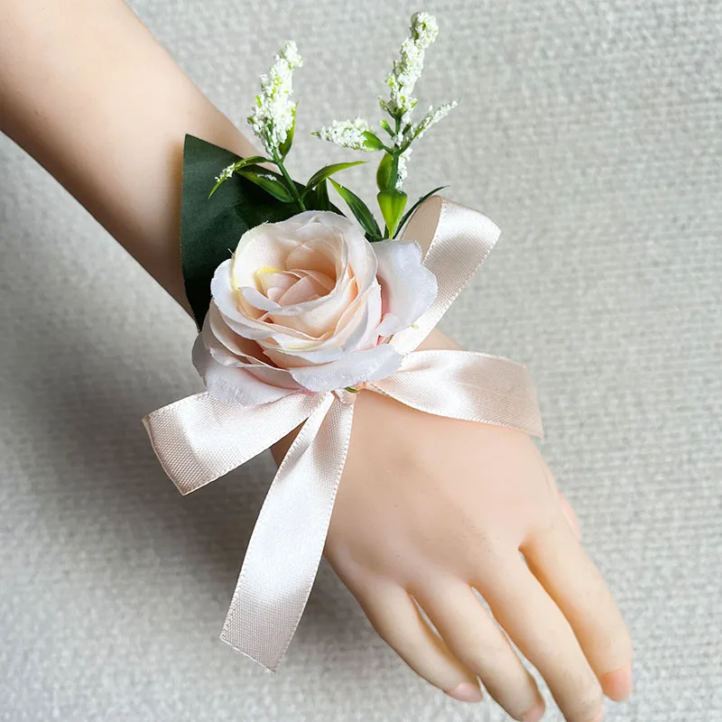 

100pcs Wrist Corsage Wedding Accessories Bracelet Hand Flowers Cuff Bridesmaids Bride Girlfriends Marriage Party Prom Decoration