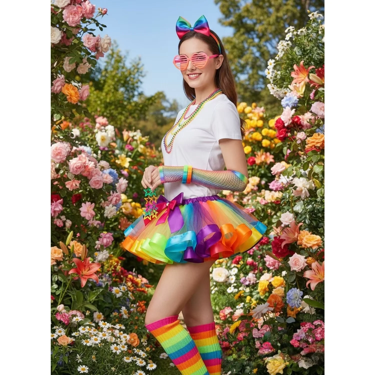 PESENAR accessori per vestire da donna anni '80 orecchini con fibbia testa gonna ginocchiere catena di perline e così via 9 pezzi