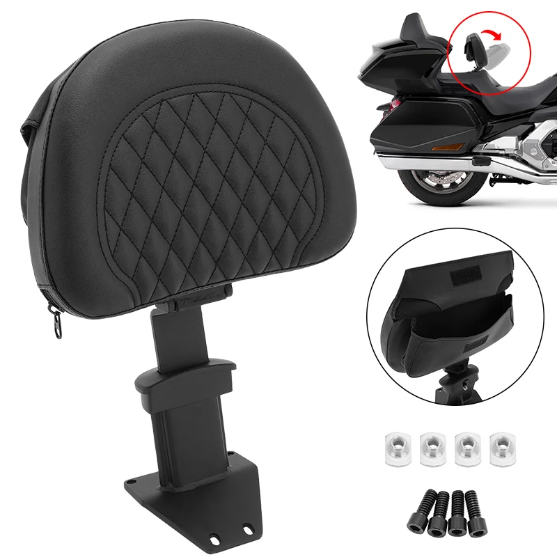 New Style Motorcycle Adjustable Detachable Front Driver Rider Backrest Pad Mounting Kit For Honda Goldwing 2018-2023 GL1800