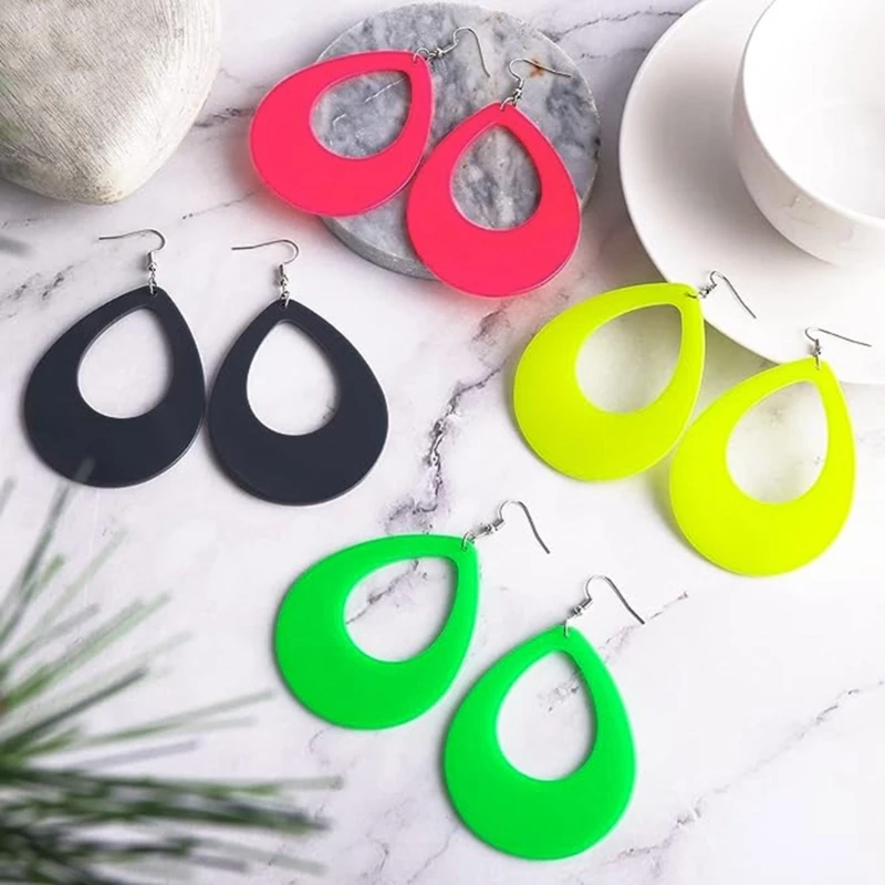 Vintage Water Drop Earrings Exaggerated Oval Hoop Earrings for Women 80s 70s Earring Party Jewelry Gifts