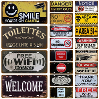 Toile Smile Welcome WIFI Art Plate Store Wall Decor Restrooms Tin Sign Vintage Road Guide Metal Sign Painting Plaques Poster