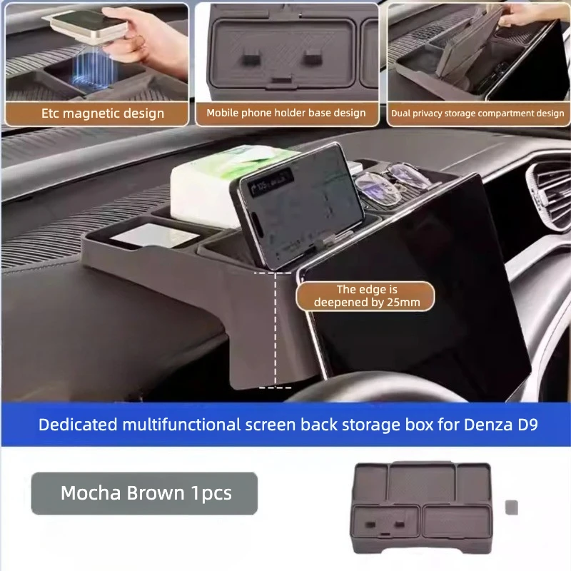 

For Denza D9 2022-2025 Central Control Storage Box Screen Rear Storage Box Refrigerator Silicone Cup Holder Interior Accessories