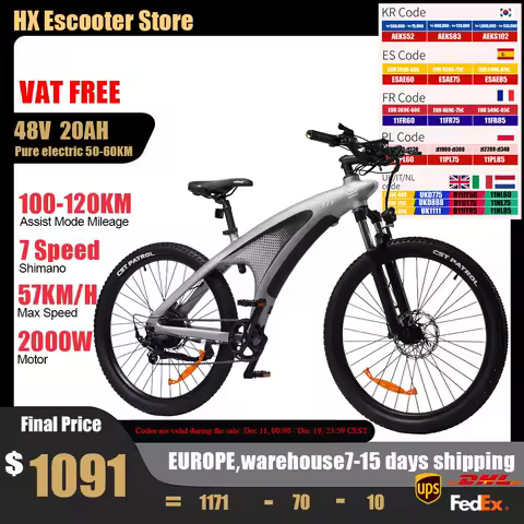 HX Q5 Ebike 2000W Adults Electric Bike 85Nm 57KM/H Electric Bicycle 27.5*2.25 Inch Removable battery Electric Mountain Bike