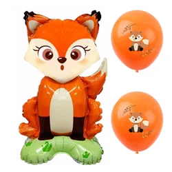 12pcs/set Cute 4D Fox Balloons Baby Shower Party Decorations Kids Woodland Animals Birthday Supplies Orange