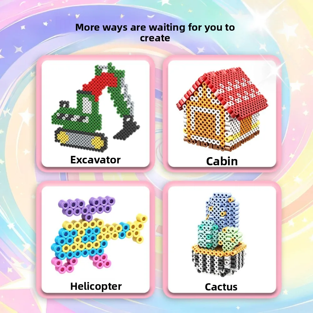 Colorful Bean Splicing Material Package DIY Ironing Paper Iron-on Bead Craft Kit 24/48/72/96 Colors Pegboard Sheets