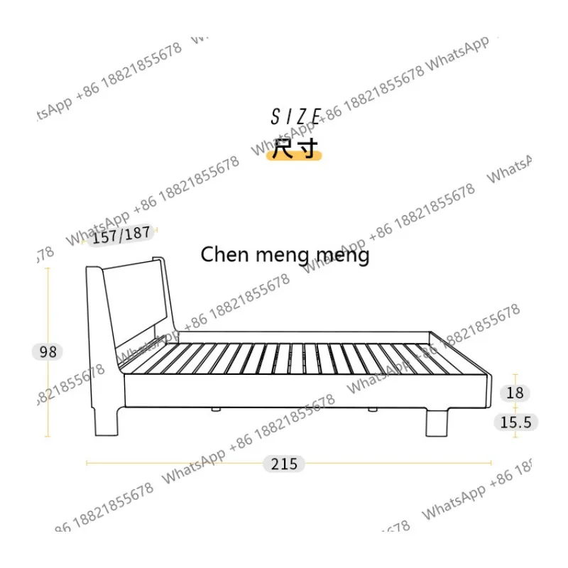 Solid wood, double bed, small apartment, soft bag, master bedroom, simple bed
