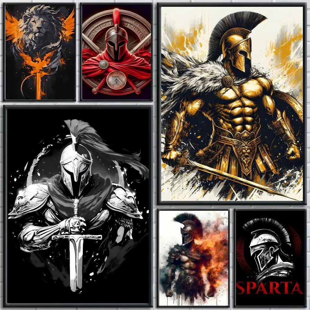 Brave and courageous Spartan warrior pattern Poster Painting Prints Wall Art Picture Film Room Home Bar Cafe Decor Home  Mural