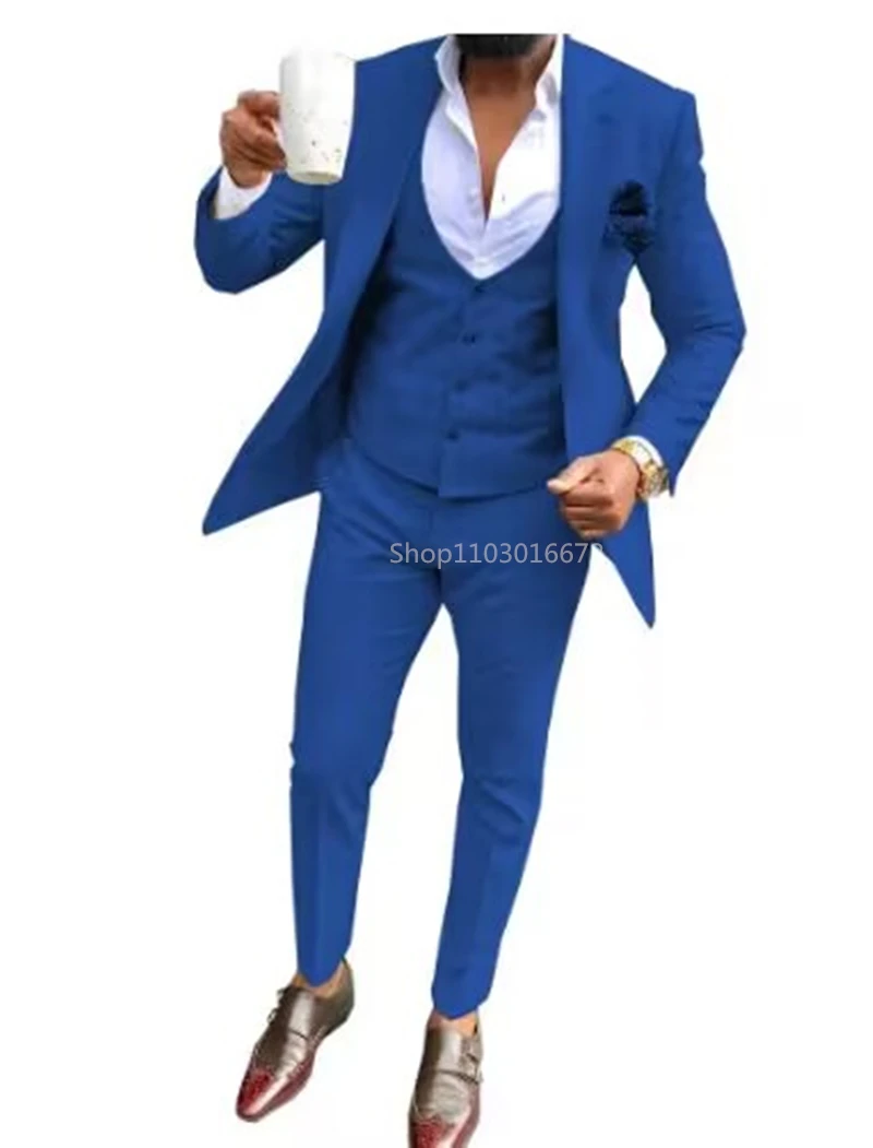 Costumes élégants et solides pour hommes, Smart, décontracté, simple boutonnage, Slim Fit, Blazer, gilet, pantalon, haute qualité, 3 pièces, Costume pour fête