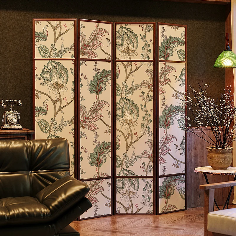 Solid wood screen partition living room entrance household shading bedroom bedside background wall movable folding screen
