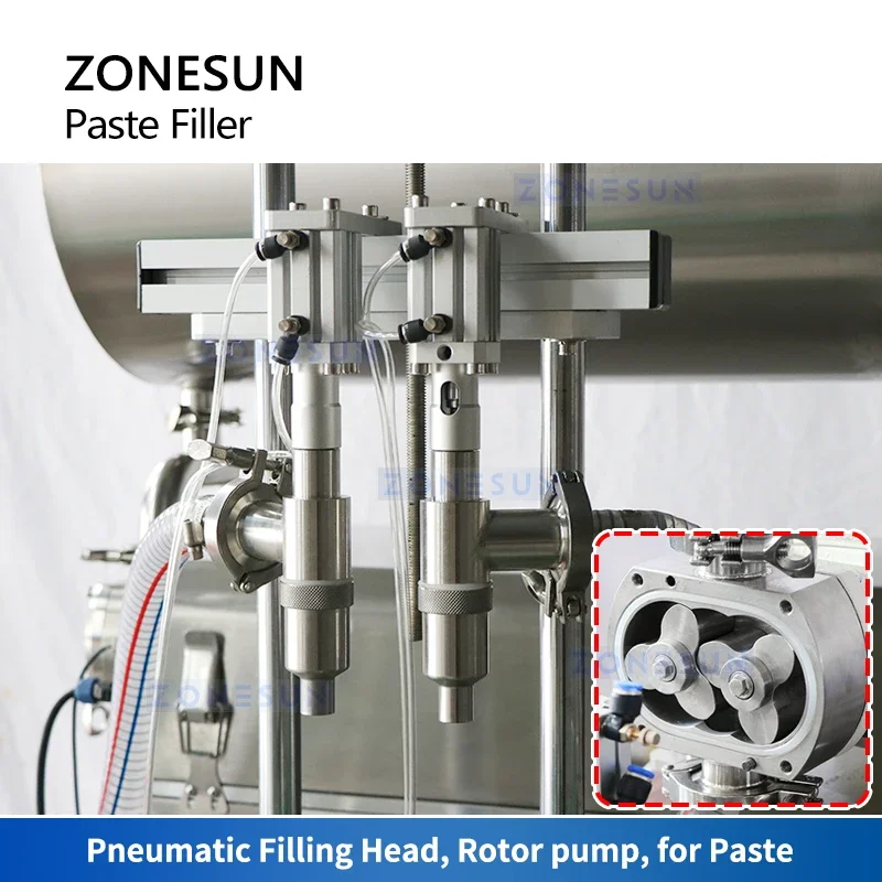 ZONESUN ZS-VTRP2A Automatic Paste Filling Machine Thick Liquid Bottle Filler Servo Rotor Pump