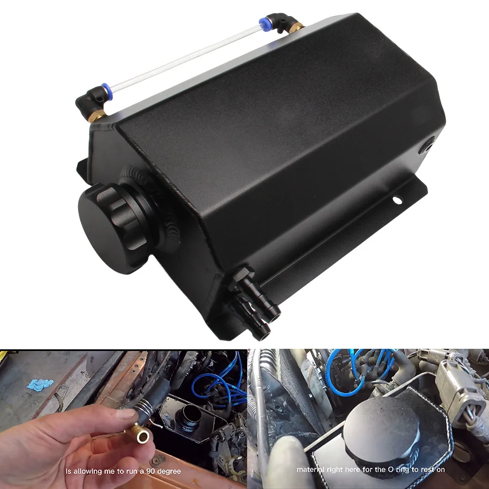 2L Radiator Coolant Overflow Bottle Aluminum Alloy Radiator Overflow Coolant Can Universal Polished Reservoir Car