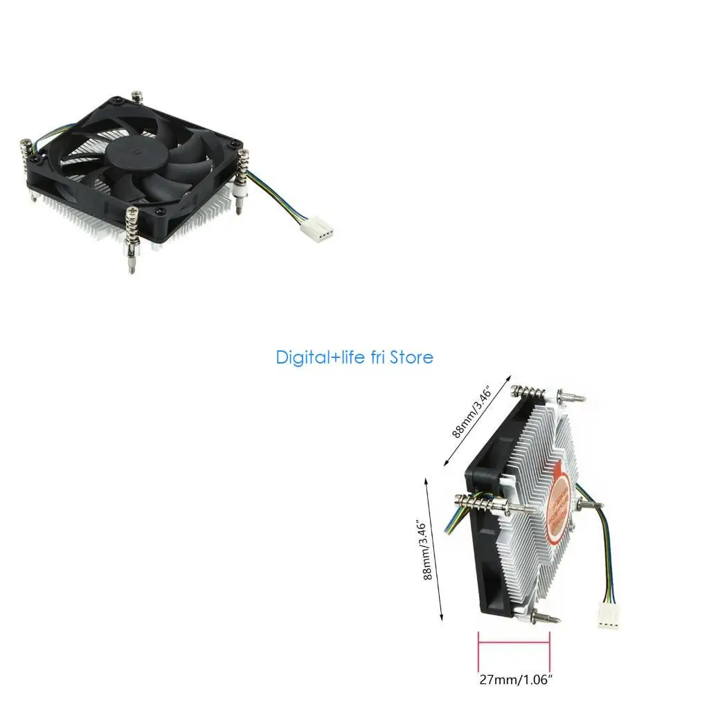 E06D CPU Cooler with Quiet PWM Cooling Fan Radiator fan 27mm Low Profile CPU Cooler for ITX Sase Chassis for Intel
