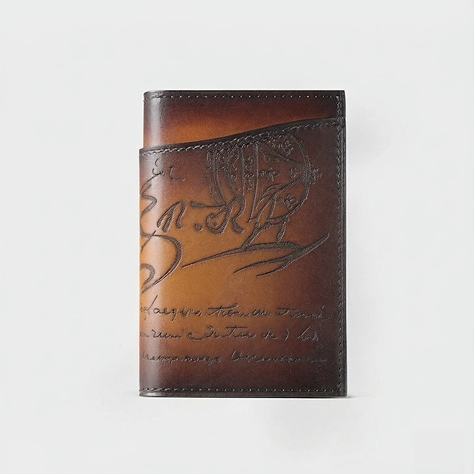 DIMY 2026  Summer Collection Hand Brushed Genuine Pickup Bag Vegetable tanned Leather Folding Card Bag, Retro Hand Brushed