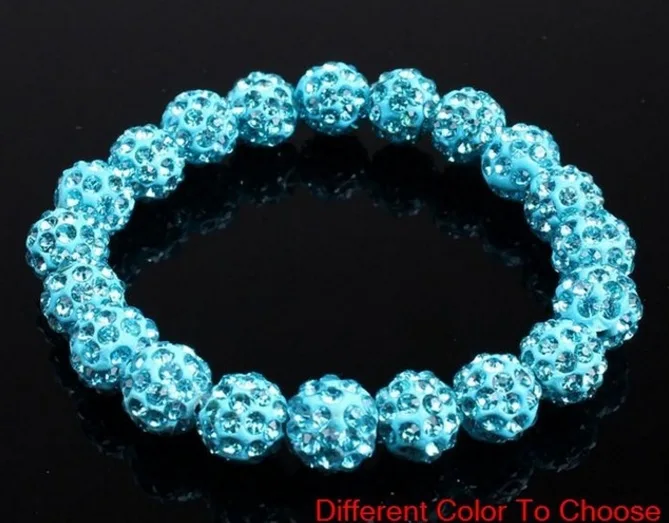 2pcs/lot 10mm Baseball Necklace Crystal Rhinestones Pave Disco Ball Clay bracelet  Jewelry