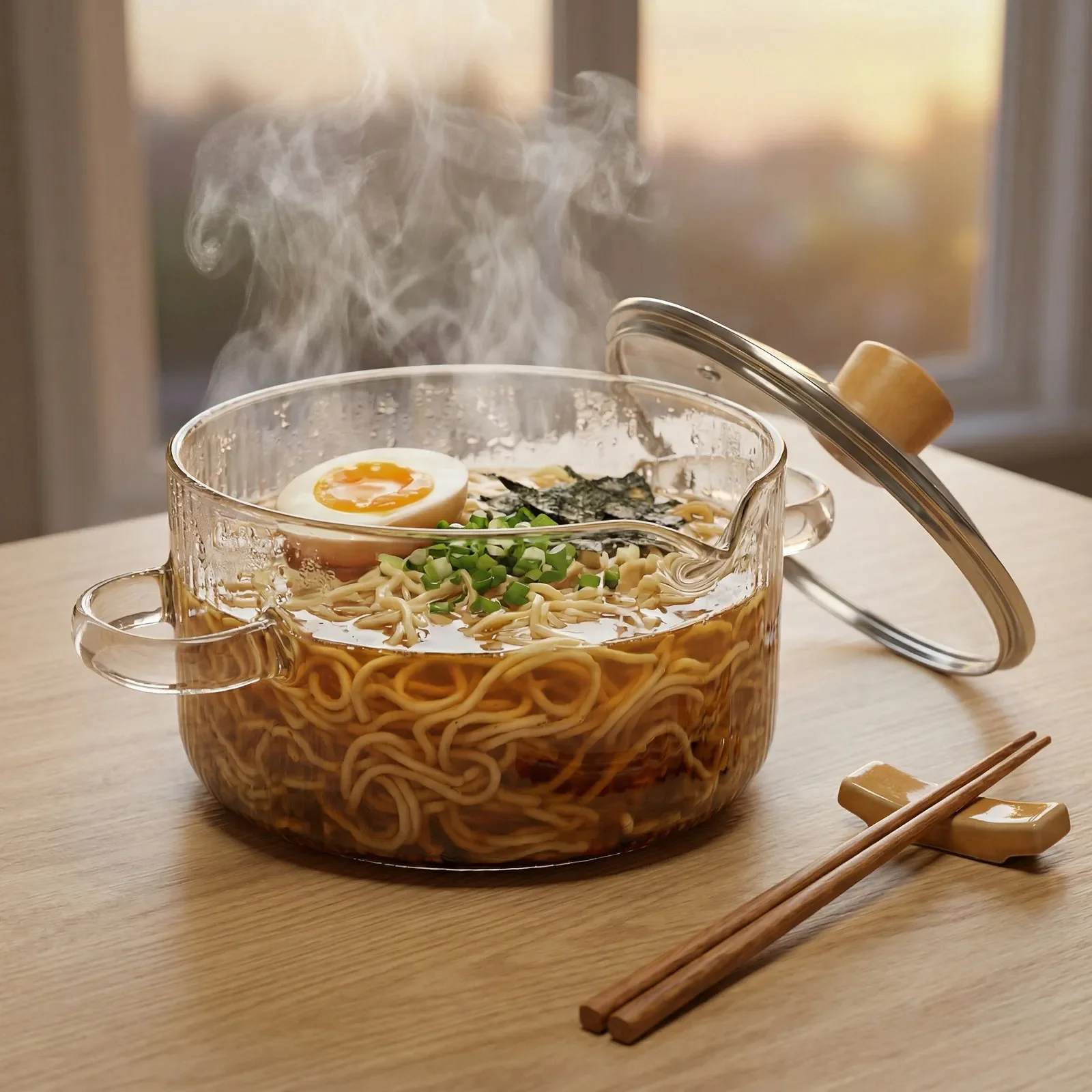 Heat Resistant Borosilicate Glass Double Handle Pot Clear Cooking Soup Pan for Stove Small Simmer Pot Porridge Noodle Stew