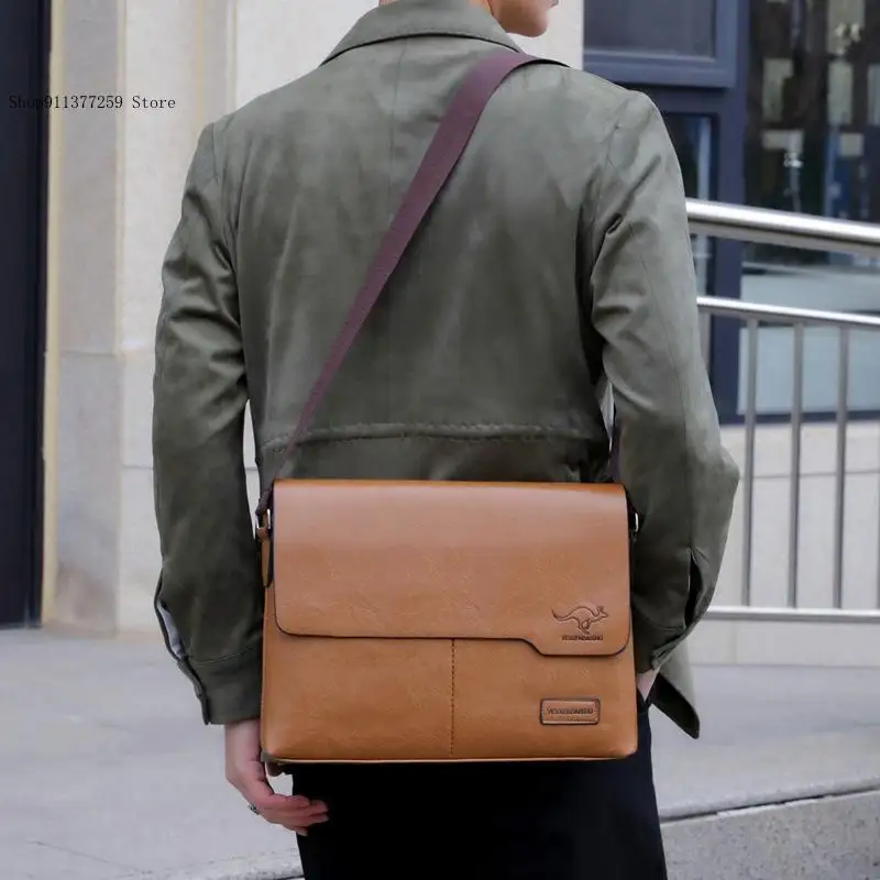 Business Work Messenger Crossbody Side Designer Caddy Bag Pu Leather Men's Male Executive Document Shoulder Vintage