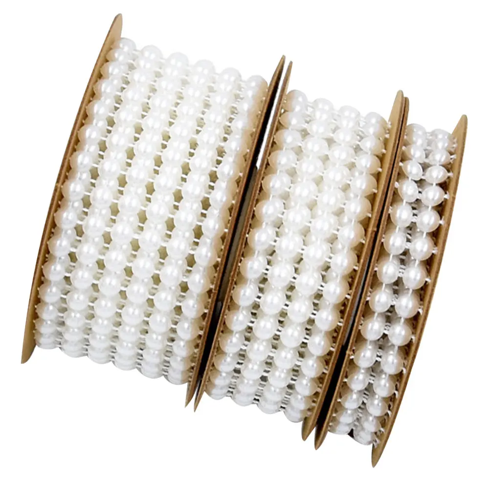 

Wire Bead Set 3 Roll Pearl Ribbons Decorative Wedding Party Gift Ribbon Band Reusable Home Textiles Gardening Craft Supplies