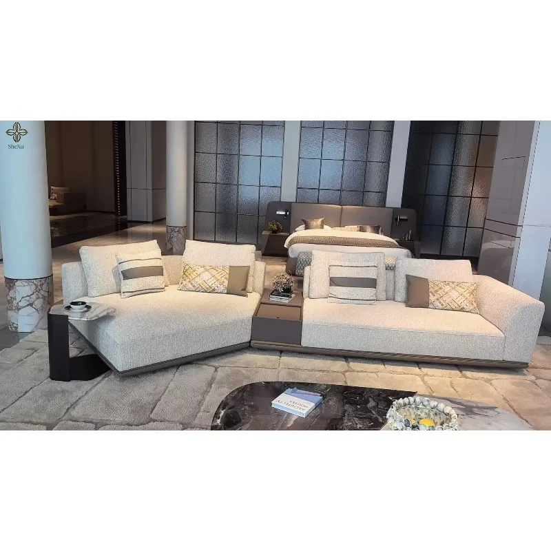 *New High-End Italian Fabric Sofa Living Room Simple Modern Curved Special-Shaped Corner Cream Style Fabric Sofas