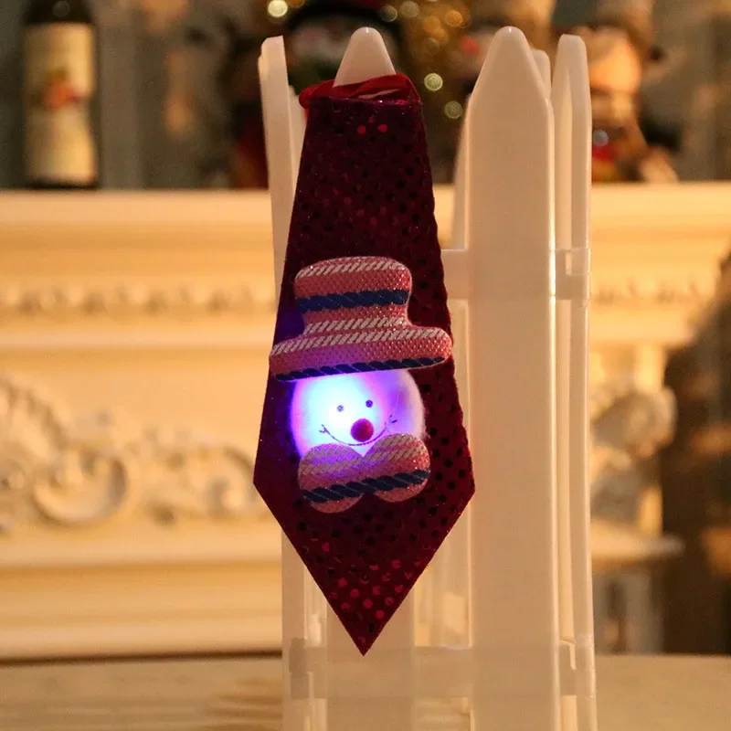 Christmas Decorations Christmas Light-Emitting Ties Adult Children\'s Gifts Creative Small Gifts Sequins Tie