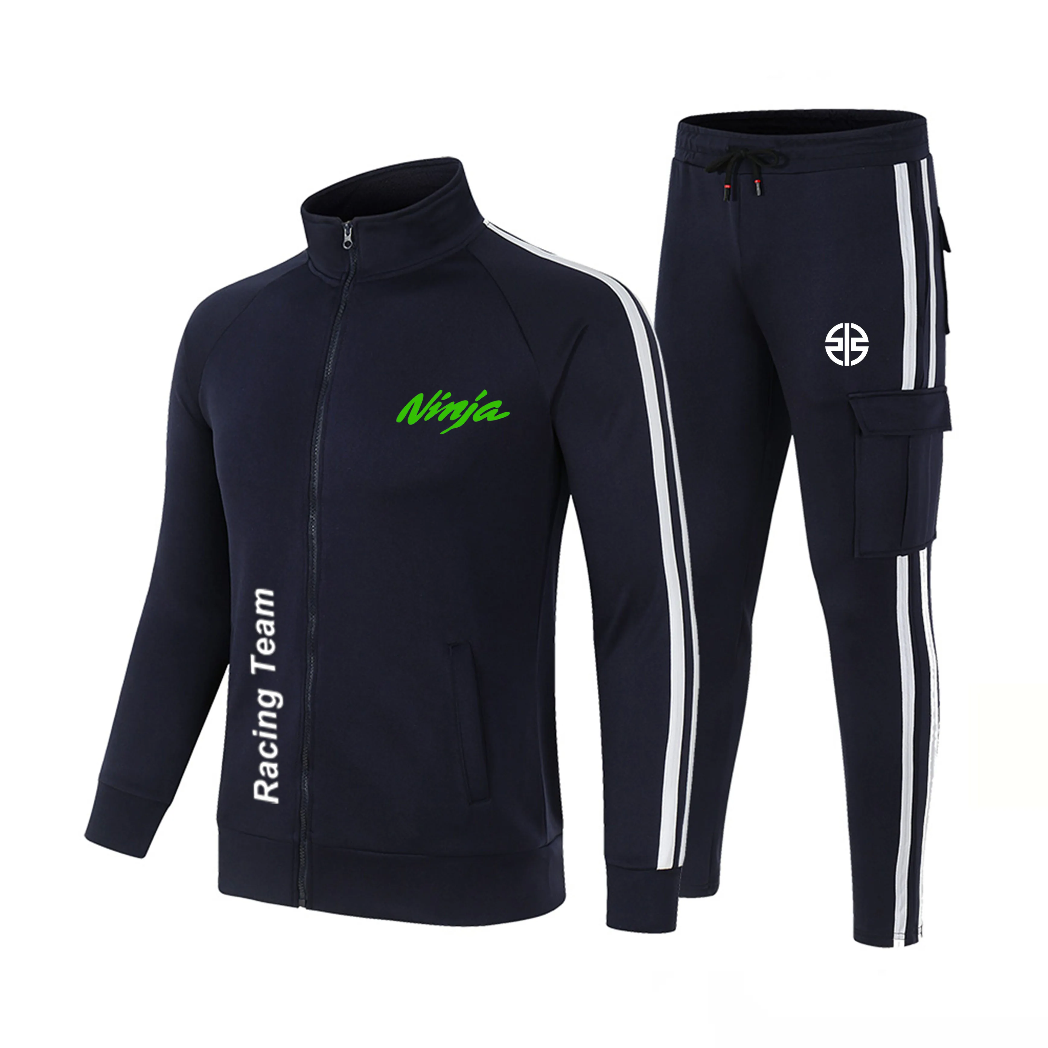 

Men's striped suit European and American trade Kawasaki plus size sports jacket fashion trend two-piece set Spring and Autumn me