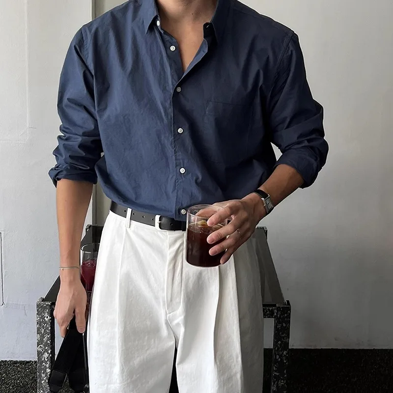 Autumn Winter Linen Cotton Shirt, Loose Fit Button Down for Casual Wear, 4 Colors Available