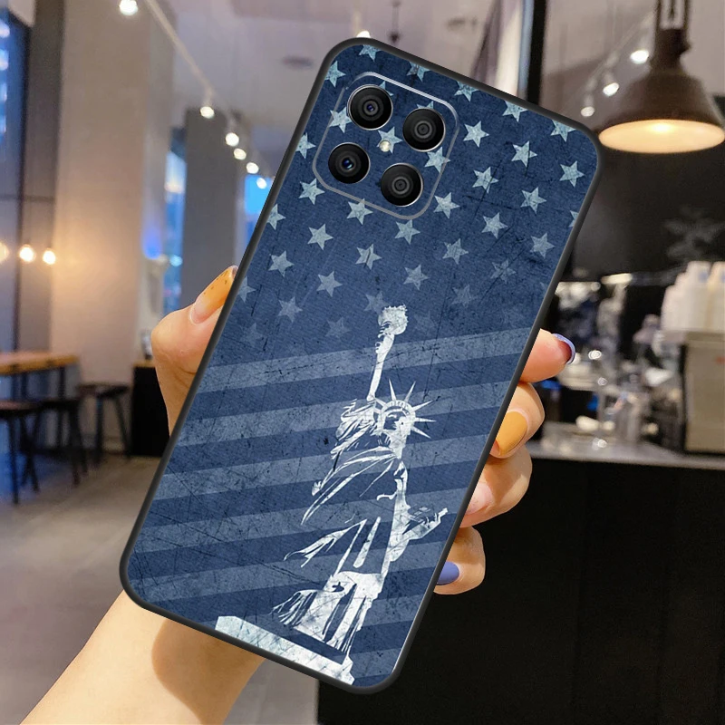 Casing Patung Liberty Bendera Amerika untuk Honor Magic 7 6 5 Lite Sampul untuk Honor 200 400 Pro 50 70 90 X9 X8a X8b X9a X9b X9c