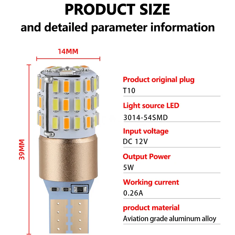 1Pár T15 W16W Dvoubarevné LED žárovky do motocyklových světlometů 12V