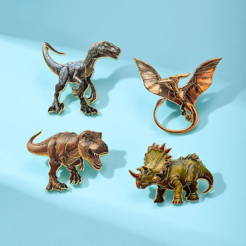 New Hot Jurassic Prehistoric Dinosaur Vintage Brooch Kids Badge Pin Accessory For Gift DIY Clothing Bags Shoes Hat Scarf T-shirt