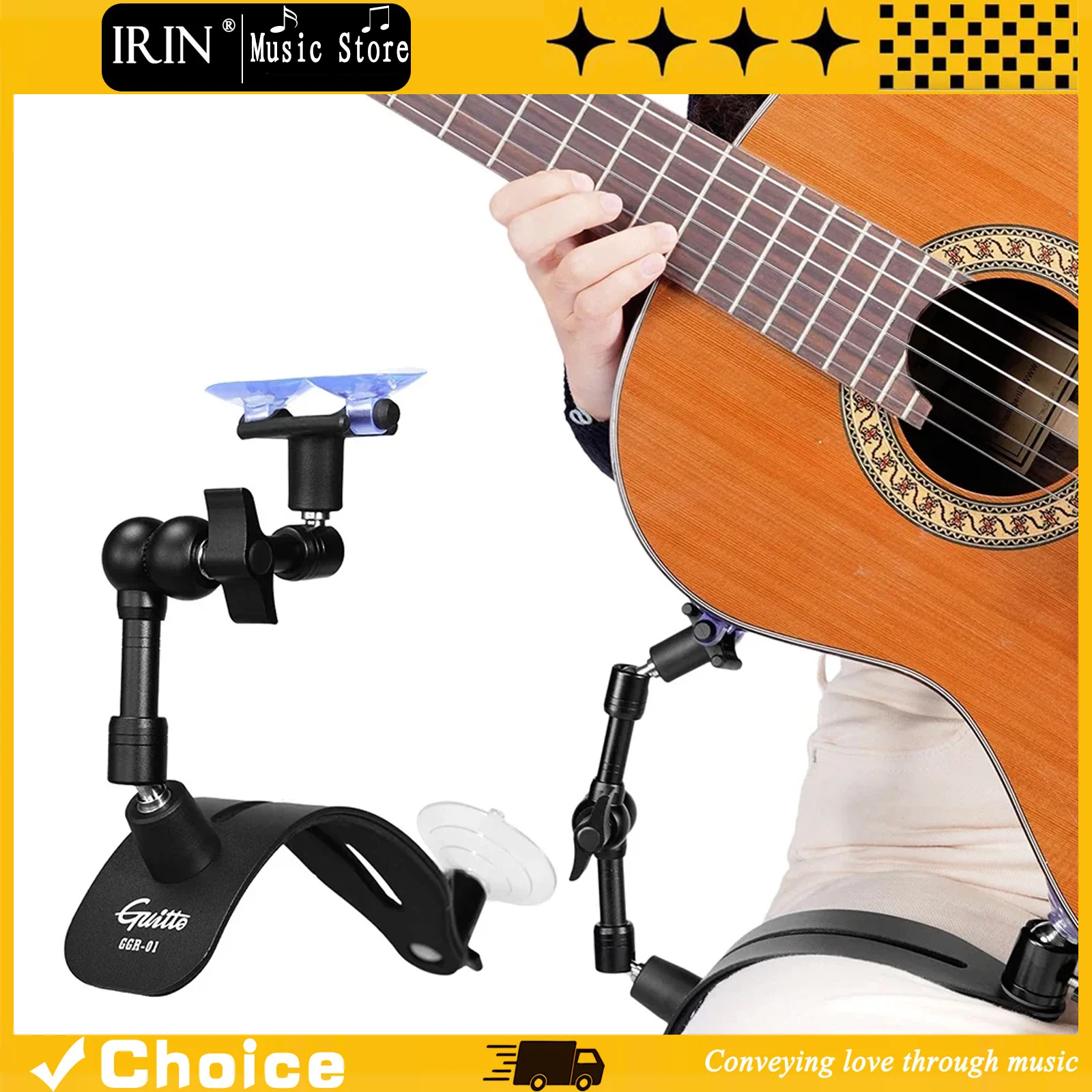 Guitto Series Guitar Rest Foldable Aluminum Alloy Guitar Balance Support Suitable for Classical/Acoustic Guitars