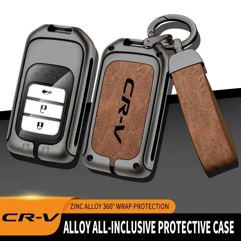 Zinc Alloy Car Key Case Cover Shell Fob Holder for Honda CRV Custom Logo Protected Key Bag Keychain Auto Interior Accessories