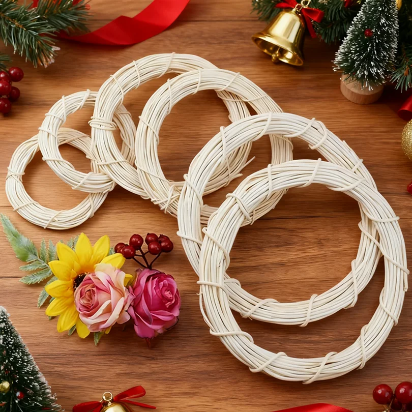 

Artificial Rattan Frame Home Rooms Wedding Christmas Halloween Outdoor Yard DIY Gifts Bride Wreath Door Hanging Decorative Props