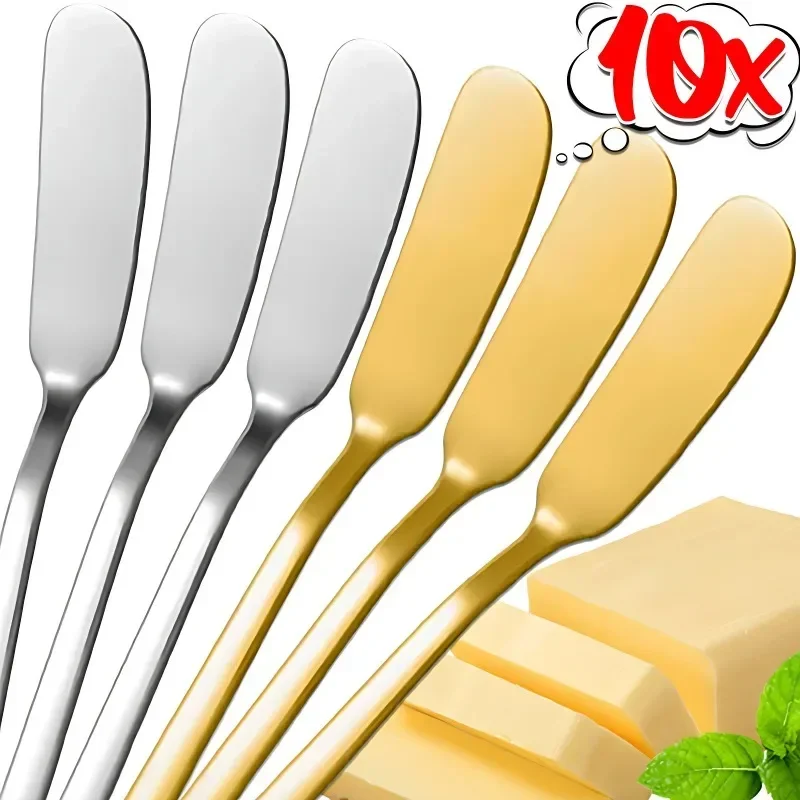 10/1pcs Stainless Steel Long Handle Butter Knife Cheese Bread Jam Cutter Spreaders Spoons Western Food Tableware Kitchen Gadgets