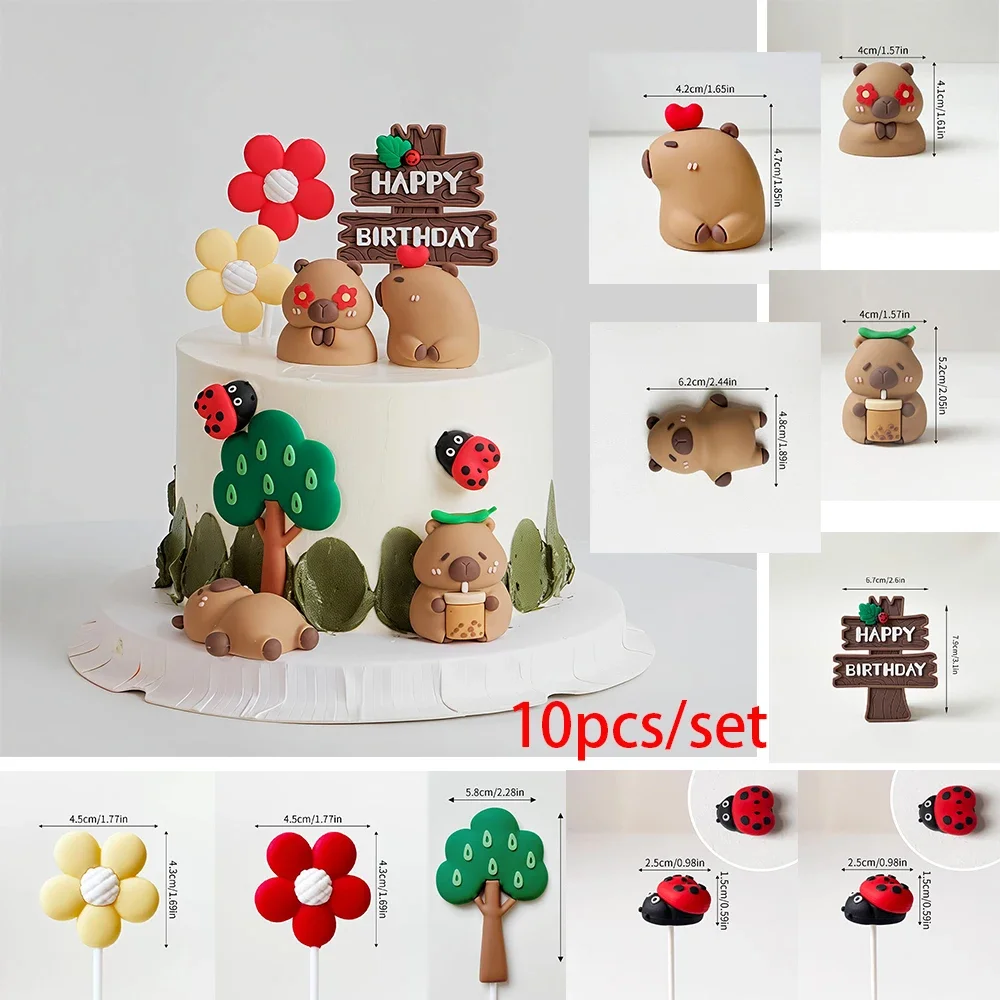 Trendiger Capybara-Kuchenfigur-Topper: Niedliche Tier-Desktop-Deko-Accessoires, vielseitiges Ornament für Babypartys und Kinderfeiern – Detail 2
