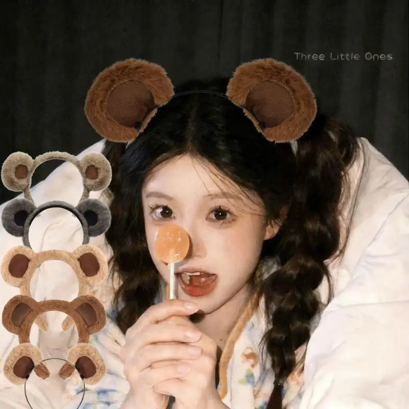 

Plush Teddy Bear Headband Cute Cartoon Koala Ear Headbands Makeup Plush Hair Hoop Christmas Party Cosplay Animal Ear Headwear