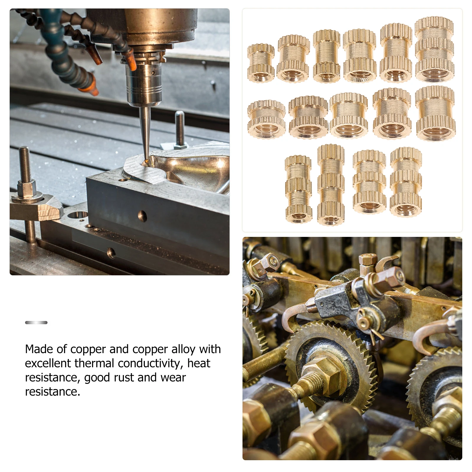 

1 Set Copper Threaded Inserts Heat Set Insert Assorted Embedment Nuts For Plastic Wood M5 M2 Heat Resistant Industrial