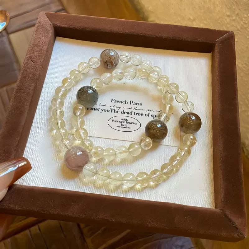 Natural citrine bracelet women's light luxury high-end lasagna ghost crystal lucky crystal bracelet couple